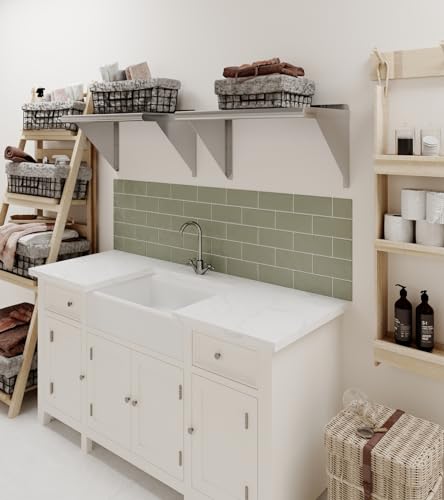 Image of AmGood 14 in. x 24 in. Stainless Steel Wall Shelf | NSF | Metal Shelving | Garage, Laundry, Storage, Utility Room | Restaurant, Commercial Kitchen