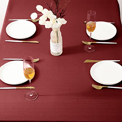 Iofryion Textured Round Tablecloth Fabric Wrinkle&Stain Resistant Table Cover Polyester Water Resistant Small Table Cloth Coffee Table Beside Cupboard Kitchen Patio, 38'' Round #TOP4