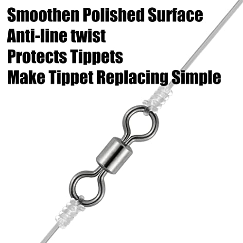 Image of Dr.Fish 50 Pack Fishing Micro Swivels Fly Fishing Swivels Rolling Barrel Swivels High Strength Solid Rings Hook line Connector Black Nickel Swivels Fishing Tackles 7mm