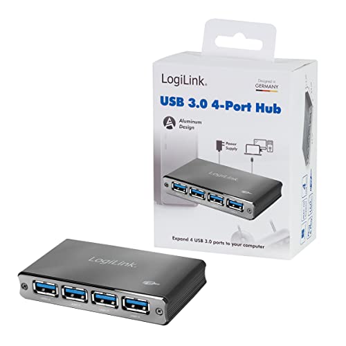 LogiLink ua0282 USB 3.0 Hub 4 Porte con Protezione di Corrente Nero/Aluminum - Hub USB - Immagine 5
