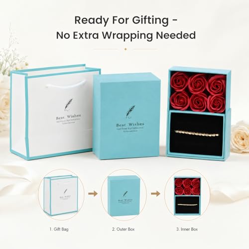 18K Gold Plated Bracelets for Women,Elegant Tennis Bolo Jewelry Bracelet — view 6
