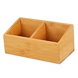 STOBAZA Holz Teebeutel Aufbewahrungsbox mit Zwei Fächern Kreative Holzbox für Tee und Zuckertüten Polierte Kanten Eleganter Organizer für Küche und Büro Langlebig und Sicher Handhabung