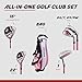 Precise X7 Junior Complete Kids Golf Clubs Set - Boys & Girls Left Handed Kids Golf Set w/ Driver, Hybrid, Irons, Putter, Stand Bag & Headcovers - Youth Golfing Clubs Sets for Ages 9-12 - Pink
