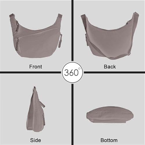 Image of Lyrovo Travel Crossbody Crescent Bags for Women Over Shoulder Purse with Zipper Half Moon Sling Bag & Waist Bag Unisex Chest Bag