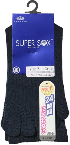 [�I�J���g] 24���Ԃɂ���Ȃ� SUPER SOX(�X�[�p�[�\�b�N�X) 5�{�w�\�b�N�X �N���[�� �����Y �C�� ���L �r�W�l�X 499-960 1���g 24.0 cm~26.0 cm �u���b�N�l�C�r�[