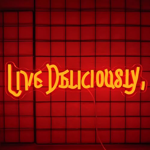 Image of Live Deliciously Neon Sign Witchy Led Neon Sign for Wall Decor Dimmable Spooky Gothic Neon Light Sign Halloween Neon Led Sign for Halloween Party Haunted House Decor Man Cave Gifts