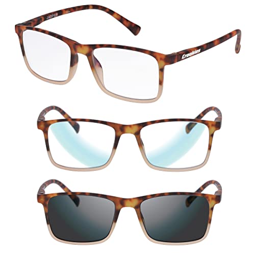 Croakies Jasper Photochromic Eyewear | UV400 Sunglass and Bluelight Protective Eyeglass For Outdoor and HEV Devices | Bundle