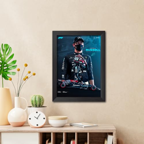 Image of TenorArts George Russell Poster F1 Driver Posters Formula One Photo Frame Painting with Matt Finish Dark Texture (12 inches x 9inches)