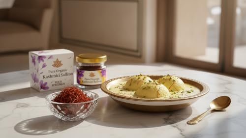 Image of Your Spicemen Premium Kashmiri Organic Saffron 2.5 g | Certified Grade-A Organic Kesar | Rich Aroma & Flavor | For Cooking, Pooja, Pregnancy | Vacuum Packed Glass Bottle | Whole Threads Gift Box