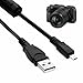 Mini USB Camera Charger Cable 1.5M – Compatible with Nikon CoolPix, Sony Cyber-shot, Fuji FinePix, Olympus FE, Panasonic Lumix, Casio, Pentax, Sanyo, Konica Digital Cameras – 1 Pack, Black