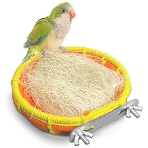 kathson Hemp Rope Weave Bird Breeding Nest Bed for Parakeet Cockatiel Canary Lovebird and Small Parrot Cage Hatching Nesting Box（Orange）