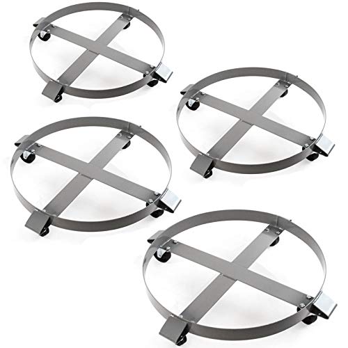 4 Heavy Duty Drum Dollies 1000 Pound - 55 Gallon Swivel Casters Wheel Steel Frame Non Tipping Hand Truck Capacity Dolly #TOP1