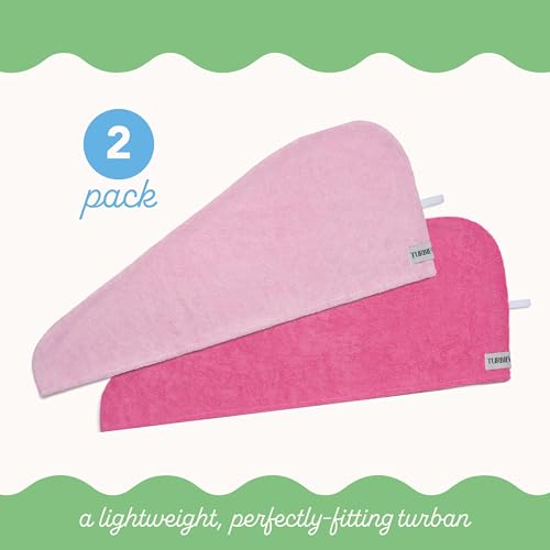 Turbie Twist 2-Pack Microfiber Hair Towel for Beauty, Travel, Gifting - Hair Wrap Turban for Straight, Wavy & Curly Hair - Premium Hair Care - Dark Pink & Light Pink