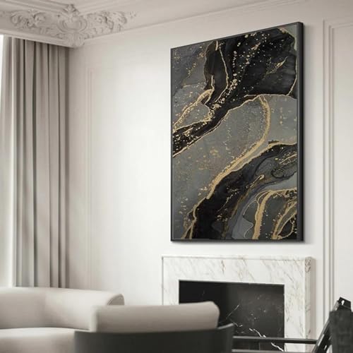 Toile marbre noir et or 50x70 cm pour créer une ambiance moderne