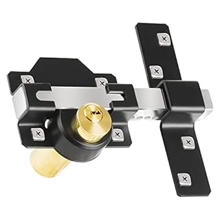 JVSURF Both Side Lock Door 50mm Long Throw Gate Lock Stainless Steel Grade Lockable with Rear Double Locking for Yard，Garden Doors/Gates Supplied 5 Keys