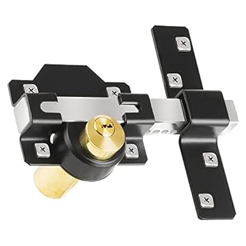 JVSURF Both Side Lock Door 50mm Long Throw Gate Lock Stainless Steel Grade Lockable with Rear Double Locking for Yard，Garden Doors/Gates Supplied 5 Keys
