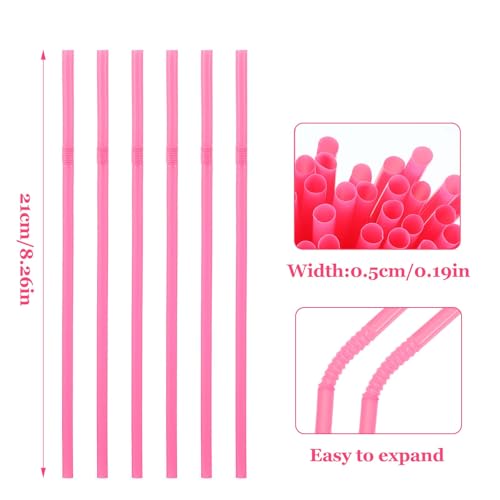 Pitillos desechables flexibles rosas 200 unidades miniatura 2