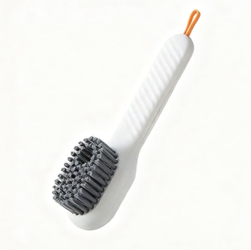 Shoe Brush with Soap Dispenser, Multi-Purpose Soft Bristle Cleaning Brush for Shoes & Clothing, White