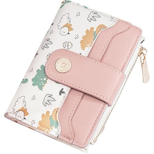 Small Wallet Women RFID Blocking Bifold Compact Credit Card Holder Cute Ladies Purse with Zipper Coin Pocket