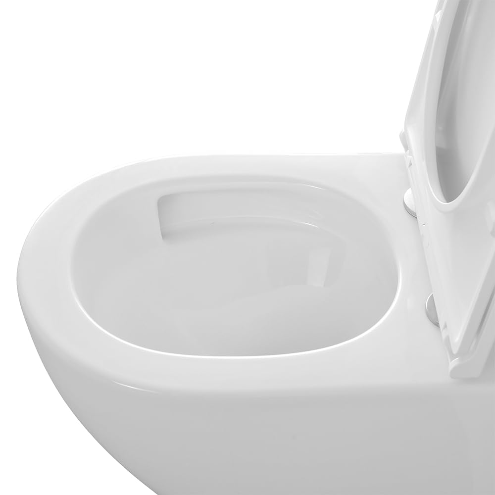 Sanitari sospesi TAO con risciacquo a vortice e copriwc soft-close, scarico universale a parete