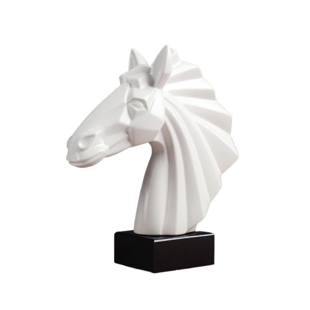 QINGGANG-0224 Desktop Decorations Living Room Study Entrance Ceramic Horse Ornaments Creative Office Home Decorations(White)