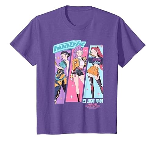 KPOP Demon Hunters Huntrix Anime Sketch Camiseta, Niños, Morado Jaspeado, 8 años | Ya disponible en tu tienda friki favorita! En mundofriki.es! KPOP Demon Hunters Huntrix Anime Sketch Camiseta, Niños, Morado Jaspeado, 8 años | Ya disponible en tu tienda friki favorita! En mundofriki.es!