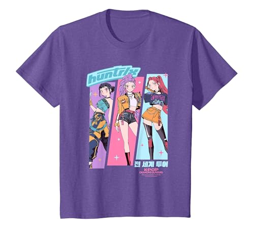 KPOP Demon Hunters Huntrix Anime Sketch Camiseta, Niños, Morado