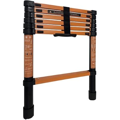 Telescoping Ladder 6.6 FT, Lightweight Collapsible Ladders, Carbon Steel Step Ladder for Home, Folding Telescoping Ladder for RV, Attic, Daily Use at Home