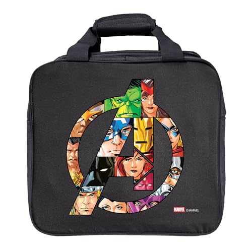 KR Strikeforce Marvel Bowling Ball Tote Bag with Inside Shoe Storage and Side Accessory Pocket (Avengers Logo)