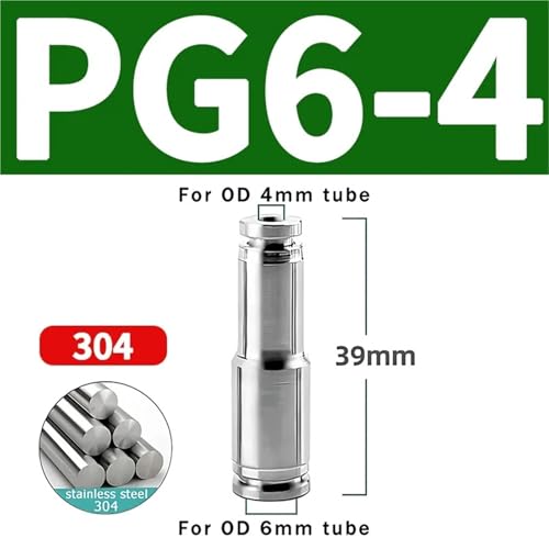 Raccord pneumatique rapide PG16-12 union droite réduite en inox - 4