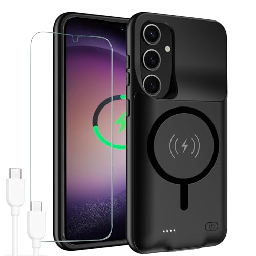 Battery Case for Galaxy S23 Plus,12000mAh Large Capacity Rechargeable Portable Protective Extended Charger Cover Compatible with Galaxy S23 Plus (6.6 inch) Wireless Charging Case with Carplay-Black