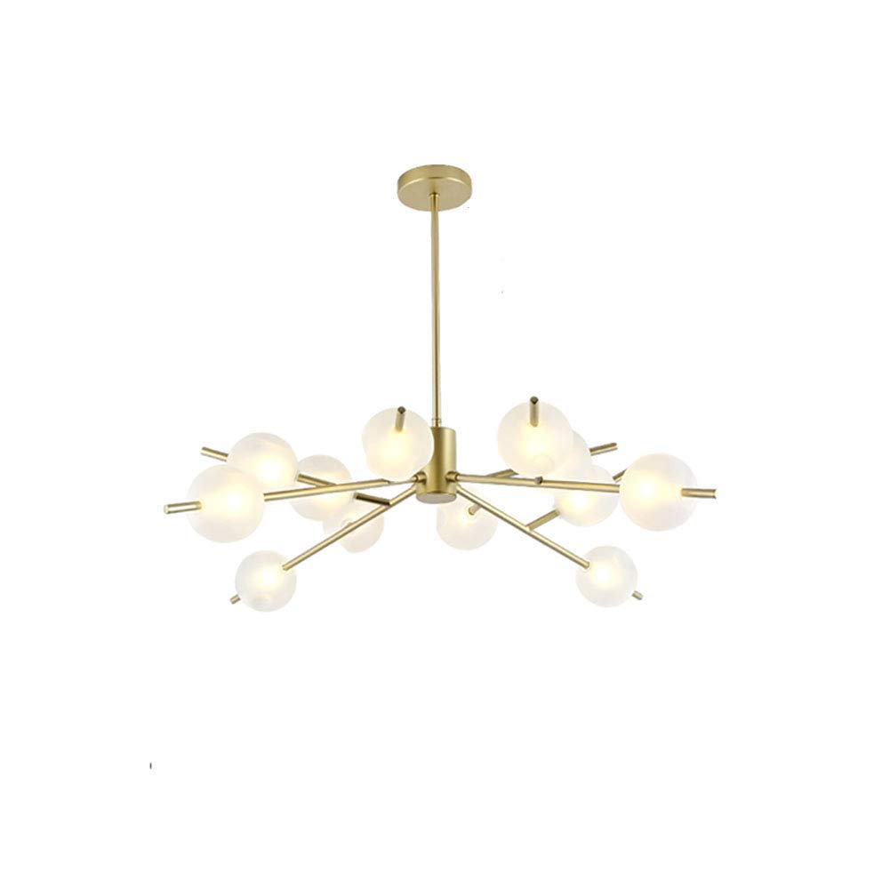 CSXSXAUO Modern Sputnik Chandelier,Bedroom G9 Molecule Mid Century Hanging Lamp,Living Room Dining LED Pendant Light,Matte Lampshade Ceiling Light Golden 12 Head Vision