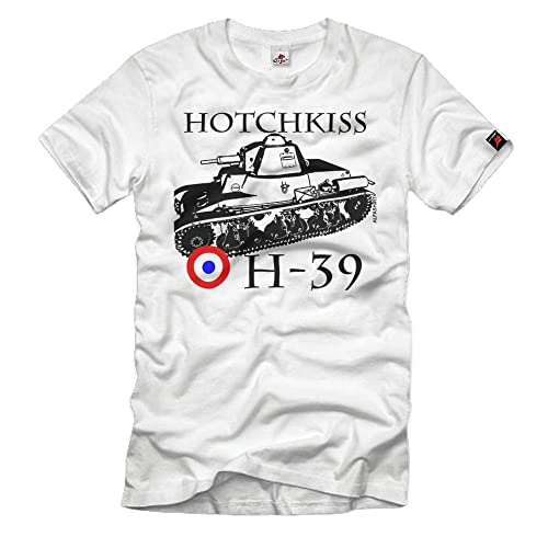 Camiseta Hotchkiss H-39 blanca de hombre 4XL: estilo casual para aficionados al motor francés
