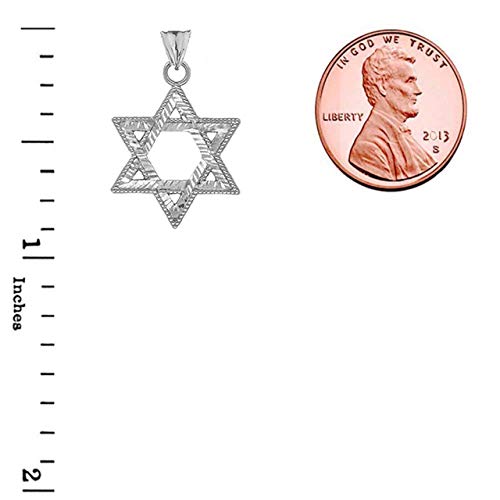 Certified 14k Gold Sparkle-Cut and Milgrain-Edged Star of David Pendant2