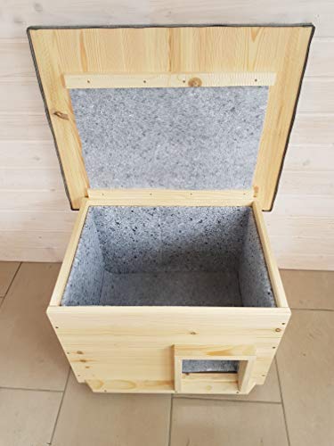 Maison pour chat avec chauffage et abri isolé lasure nature - 4
