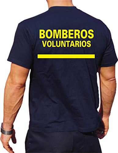feuer1 T-Shirt/Camiseta (Navy/Azul) Bomberos Voluntarios, Casco Amarilla, Bandera española XL Cover