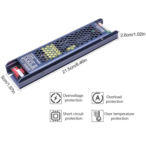 Image of GOMING CE Ultra Thin 12V 200W Power Supply LED Driver | AC 100-130V to DC 12V 16.7A Lighting Transformer Constant Voltage for LED Strip Light