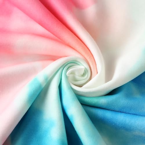 Image of Girls Short Sets Shorts and Crop Top Set, Short Sleeve T-Shirt and Shorts Summer Outfits for Girls Kids Tie Dye Shirt