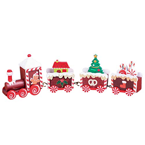 VOVO Mode Noël Train en Bois de Noël, Christmas Bois Petit Train Jouet Cadeau Noël pour Les Enfants de la Maternelle Festive Noël Decoration Deco Cadeaux Cover