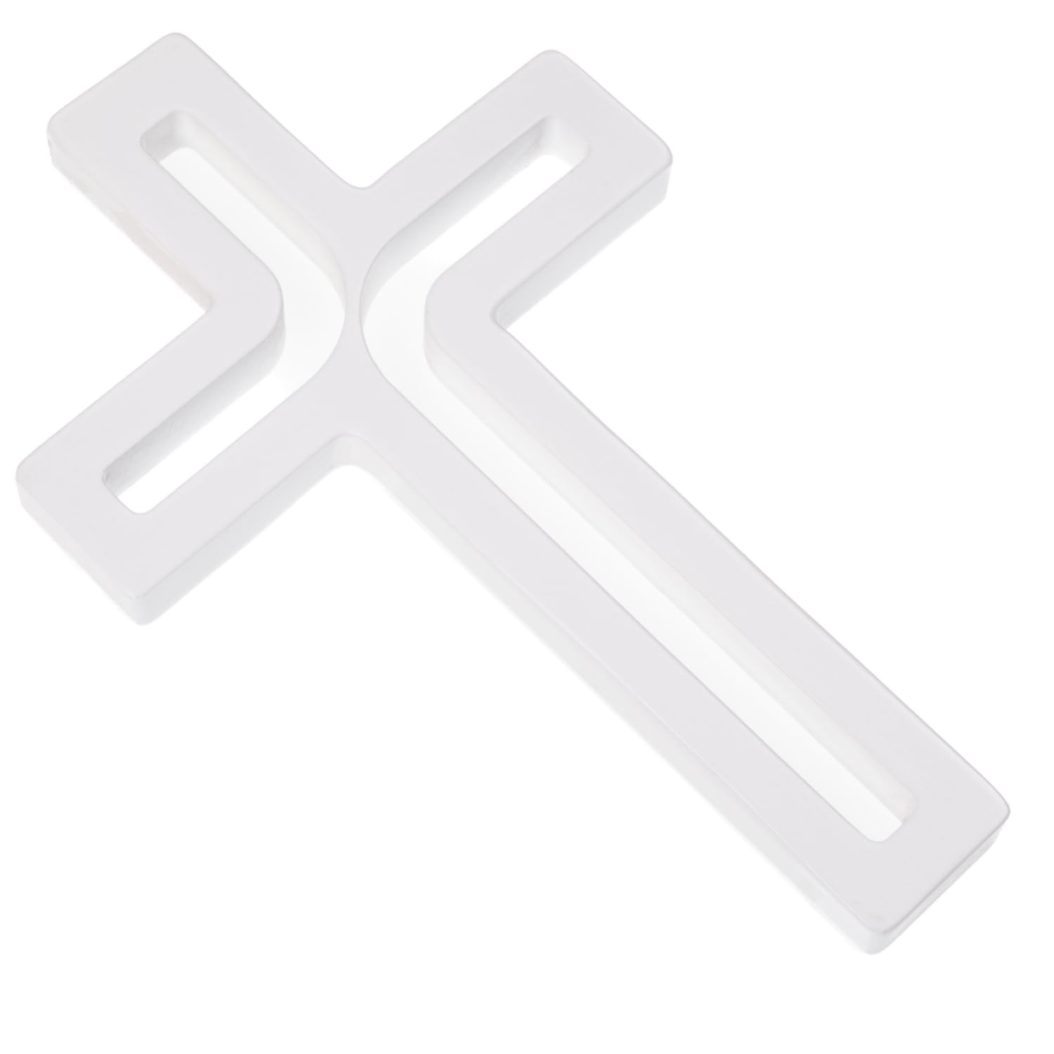 Drewniane Krzyże Croce sospesa in legno di faggio, moderna da parete, crocifisso, superficie liscia, da appendere, croce in legno (bianco, 25 x 16 x 1,6 cm)