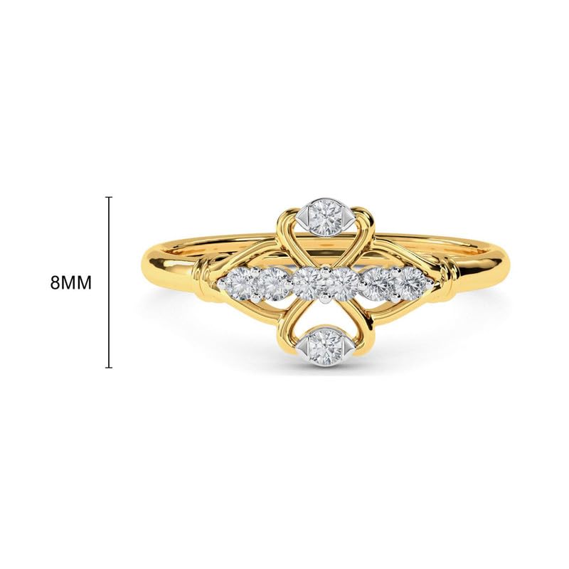 Image of KISNA 14k / 18k Real Gold & Diamond Ring | Diwali, Rakhi Rakshabandhan Gift for Sister /Bhabhi /Women | With Certificate of Authenticity & BIS-Hallmarked Gold Jewellery | Teaa Ring
