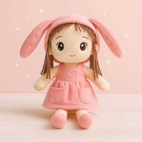 Image of Cute Plush Toy for Kids | | Soft Toys | Birthday Gift for Girls /Wife, Boyfriend /Husband, Soft Toys for Girls, Baby Toy (Random Color) Pack of 1 (Bunny Ear Girl Do)