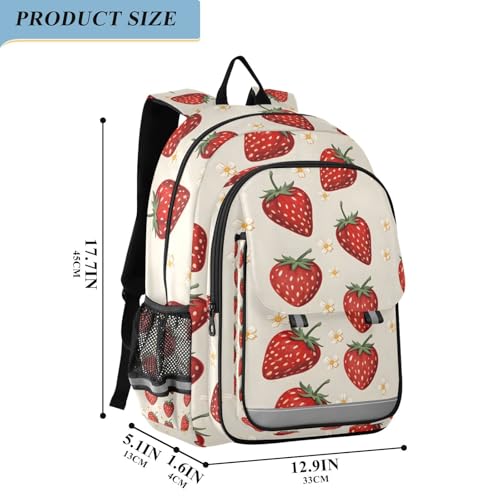 ALAZA Red Strawberries White Flowers Laptop Backpack Purse for Women Men School Bag 17 Inch Bookbag Student Boys Girls Travel Casual Daypack4