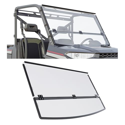 HECASA 2-in-1 Flip Windshield Compatible with 2015+ Polaris Ranger 1000 XP 1000 Non Scratch Resistant Front Fold Down Clear Windscreen