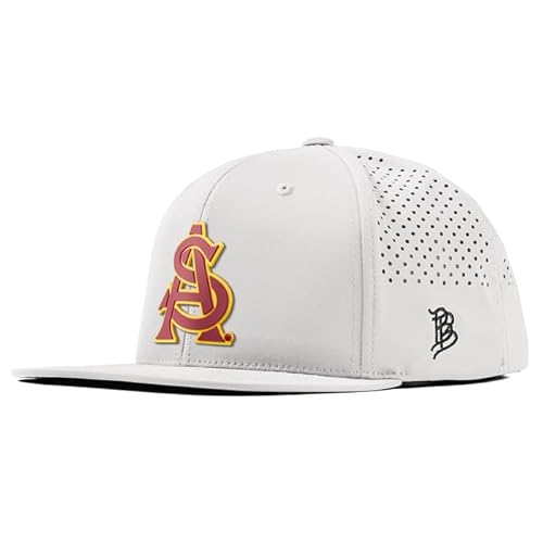Branded Bills Officially Licensed x Arizona State Sun Devils White Flat Performance ASU Baseball Maroon and Gold PVC