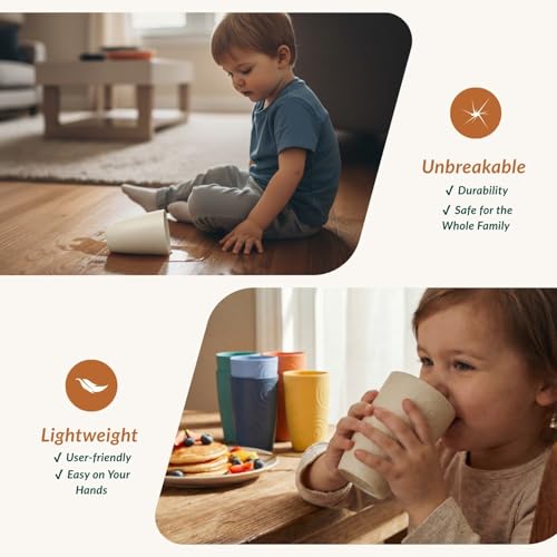 Homienly Plastic Cups Alternatives Unbreakable Drinking Glasses Wheat Straw Cup Sets for Kitchen Camping Party RV Stackable Water Tumblers Dishwasher Freezer & Microwave Safe 6 PCS (12OZ, Multi) - image 5