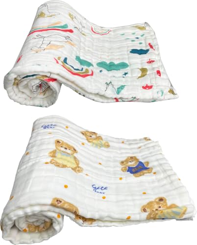 Image of Muslin Bath Towels 100% Muslin Cotton 50 x 100 cm Extra Soft and Absorbent Baby Muslin Towels for Boys Girls (Pack of 2)