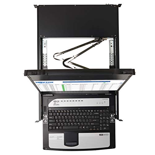 Image of Tripp Lite, NetDirector, 8-Port, DisplayPort, KVM, Switch, Console w / 17 in. LCD, IP Remote Access, Dual Rail, 1U Rack-Mount (B030-DP08-17DIP)
