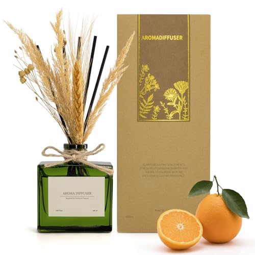 Blume Raumduft Diffuser für 120 Tage Büro,Aroma Diffuser Zitrus Duft mit 7 Duftstäbchen,Natürlich Langanhaltend Lufterfrischer für die Schlafzimmer, Raumdüfte für dekorative Wohnaccessoires