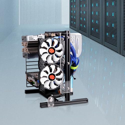 Gabinete Open Air ATX/ITX/MATX para PC, estructura vertical de aluminio con disipación térmica, color negro miniatura 7